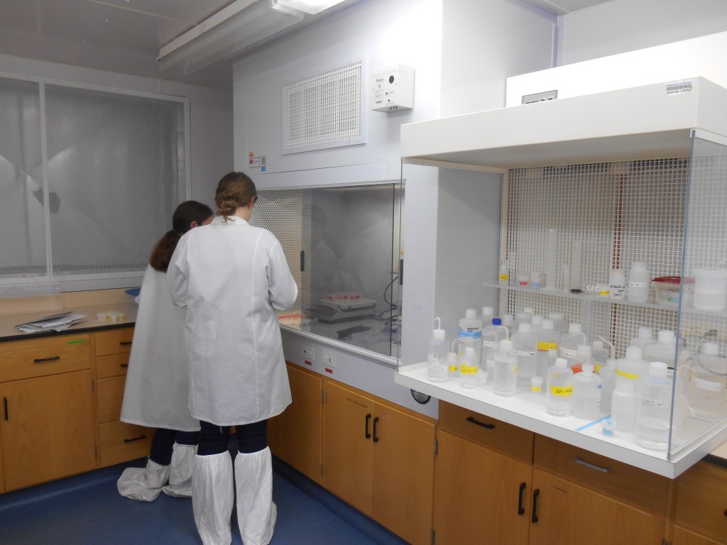 Students working in the clean lab