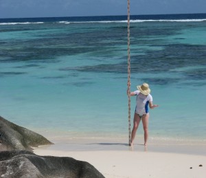 Dr Andrea Dutton conducting field work in the Seychelles