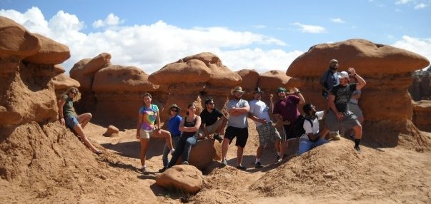 Group photo of undergraduate students at field camp in 2010