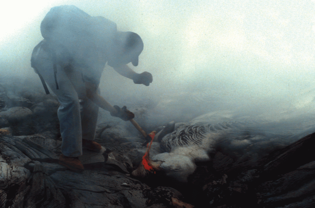 Collecting Lava Samples